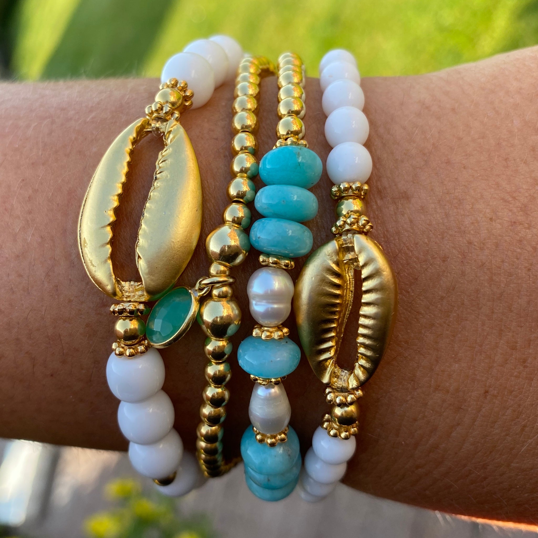 Small gold deals beaded bracelets