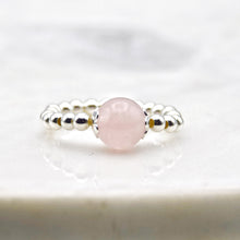 Load image into Gallery viewer, 8mm Madagascan Rose Quartz Beaded Stretch Ring
