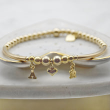 Load image into Gallery viewer, 14k Gold Filled Hearts and Initials Bead Bracelet
