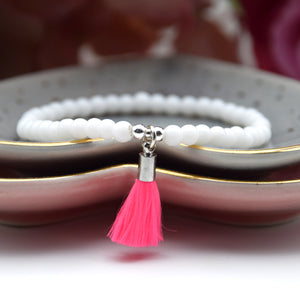 Neon Mini Tassel Bead Bracelet