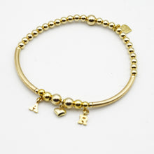 Load image into Gallery viewer, 14k Gold Filled Hearts and Initials Bead Bracelet
