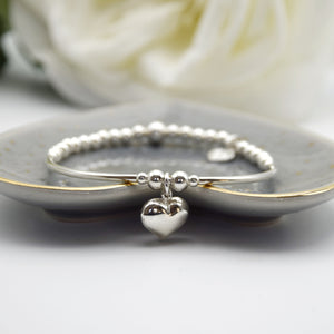 14mm Puff Heart Bead and Tube Bracelet