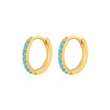 Load image into Gallery viewer, Crystal Coloured Stone Plain Huggie hoop earrings
