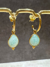 Load image into Gallery viewer, Amazonite Teardrop Gemstone hoop earrings
