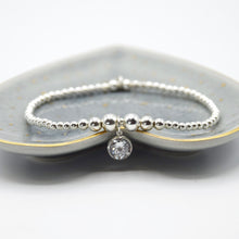 Load image into Gallery viewer, 10.5mm CZ round charm Beaded Bracelet
