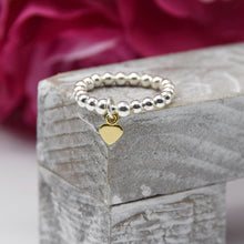 Load image into Gallery viewer, Flat Heart Charm Beaded Stretch Ring
