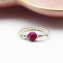 Load image into Gallery viewer, 6mm Burgundy Agate Beaded Stretch Ring
