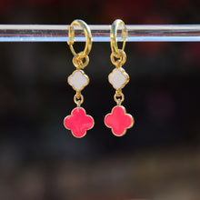 Load image into Gallery viewer, Double Clover 2 in 1 huggie hoop earrings

