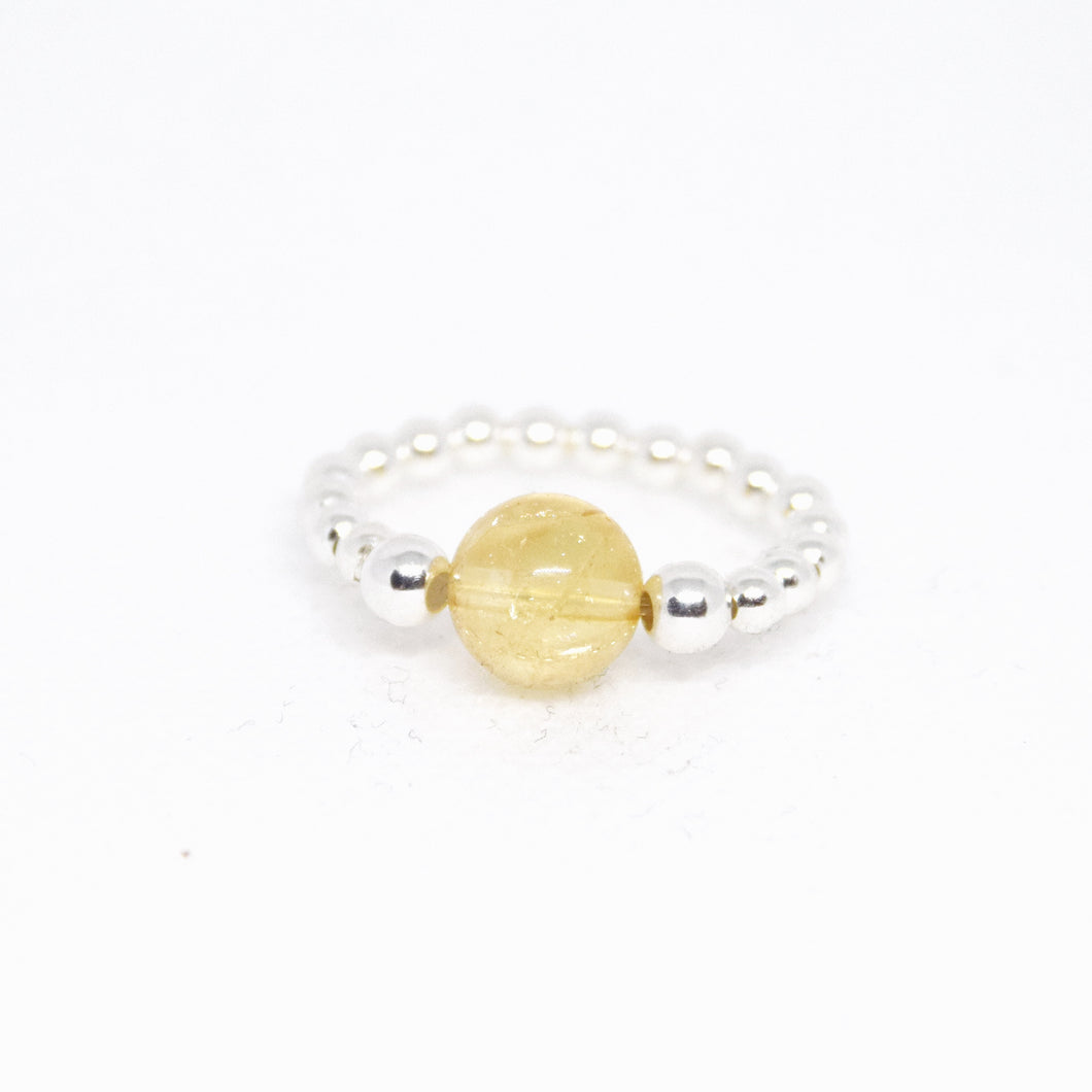 8mm Citrine Beaded Stretch Ring