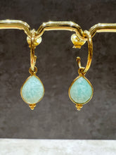 Load image into Gallery viewer, Amazonite Teardrop Gemstone hoop earrings
