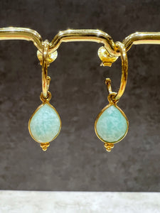 Amazonite Teardrop Gemstone hoop earrings