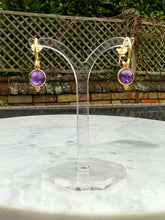 Load image into Gallery viewer, Amethyst Round Gemstone wire earrings
