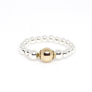 6mm Gold Ball Beaded Stretch Ring