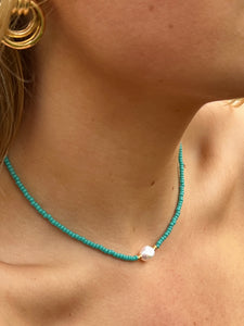 Colourful Freshwater Pearl Beaded 16” Choker Necklace