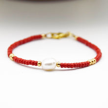 Load image into Gallery viewer, Colourful Seed Bead &amp; Freshwater Pearl Bracelet
