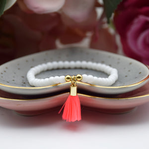 Neon Mini Tassel Bead Bracelet