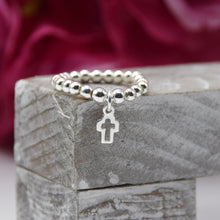 Load image into Gallery viewer, Open Cross Charm Beaded Stretch Ring
