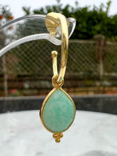Load image into Gallery viewer, Amazonite Teardrop Gemstone hoop earrings
