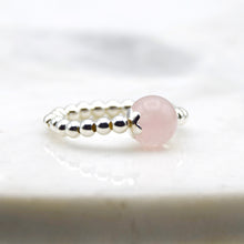 Load image into Gallery viewer, 8mm Madagascan Rose Quartz Beaded Stretch Ring
