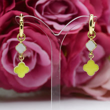 Load image into Gallery viewer, Double Clover 2 in 1 huggie hoop earrings
