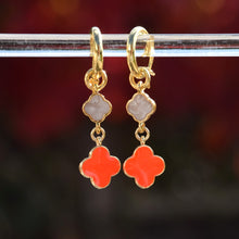 Load image into Gallery viewer, Double Clover 2 in 1 huggie hoop earrings
