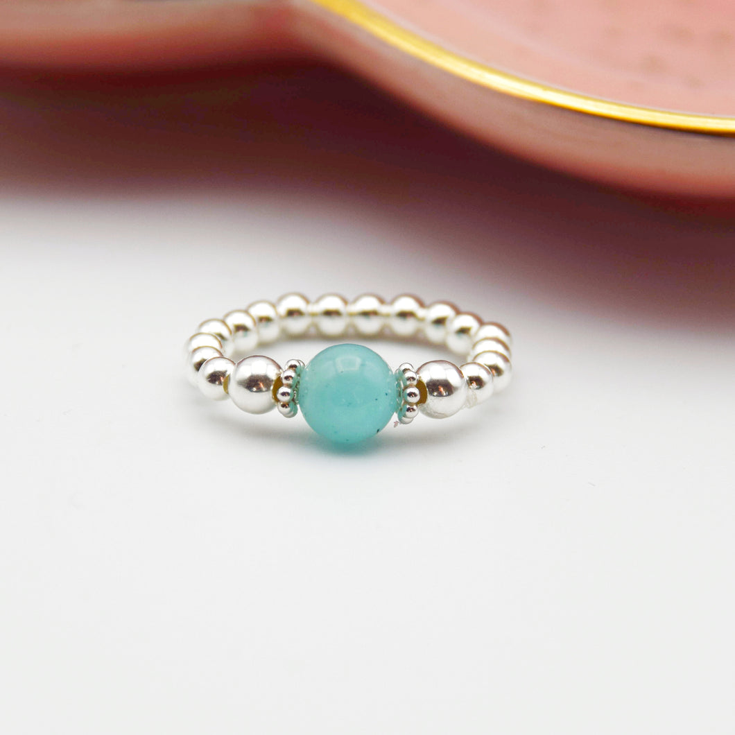 6mm Peruvian Amazonite Beaded Stretch Ring
