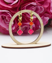 Load image into Gallery viewer, Double Clover 2 in 1 huggie hoop earrings

