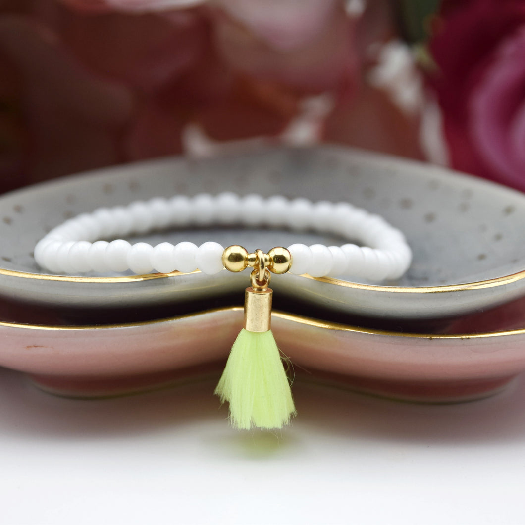 Neon Mini Tassel Bead Bracelet