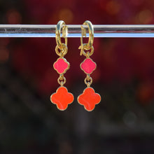 Load image into Gallery viewer, Double Clover 2 in 1 huggie hoop earrings
