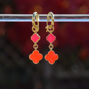 Double Clover 2 in 1 huggie hoop earrings