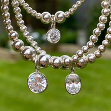 Load image into Gallery viewer, 10.5mm CZ round charm Beaded Bracelet
