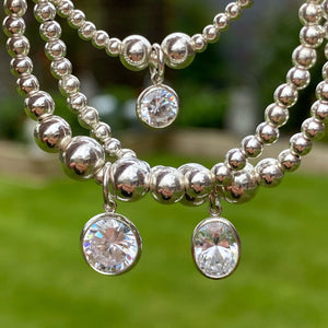 10.5mm CZ round charm Beaded Bracelet
