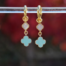 Load image into Gallery viewer, Double Clover 2 in 1 huggie hoop earrings
