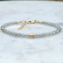 Load image into Gallery viewer, Labradorite &amp; Gold Fill Dainty Bracelet
