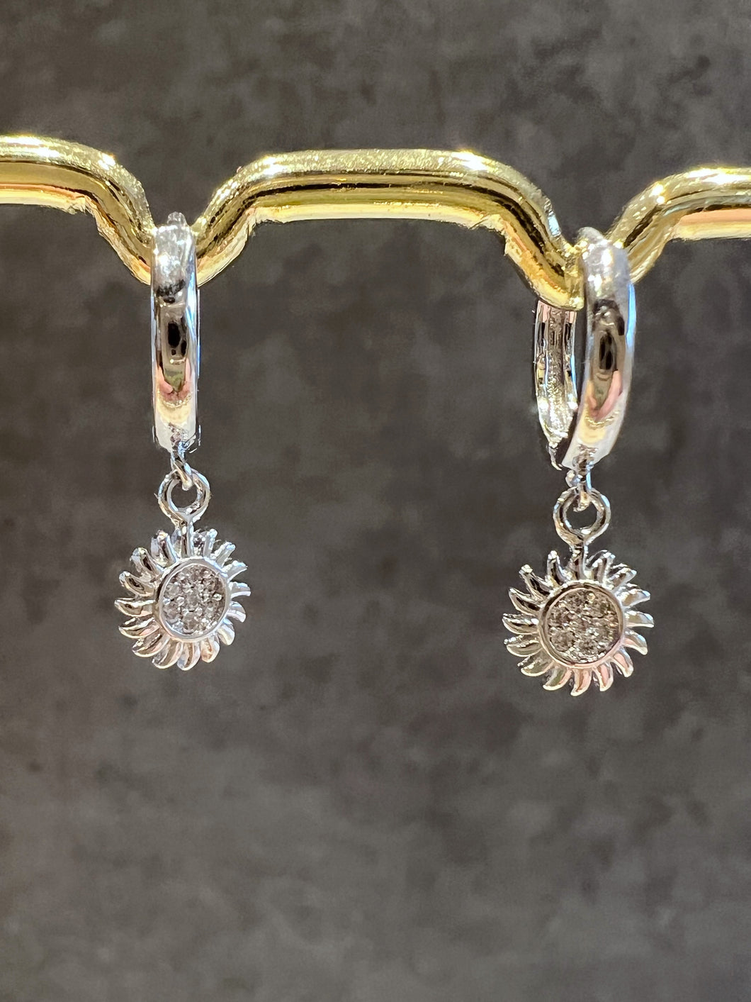 Sun CZ huggie hoop earrings