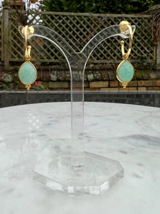 Amazonite Teardrop Gemstone hoop earrings