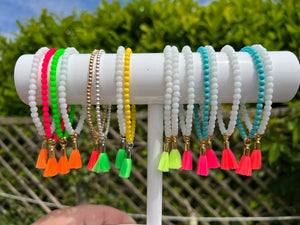 Neon Mini Tassel Bead Bracelet