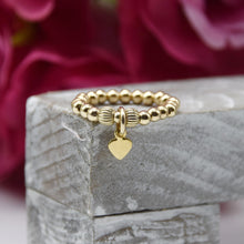 Load image into Gallery viewer, Flat Heart Charm Beaded Stretch Ring
