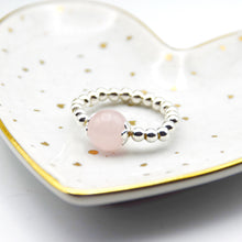 Load image into Gallery viewer, 8mm Madagascan Rose Quartz Beaded Stretch Ring
