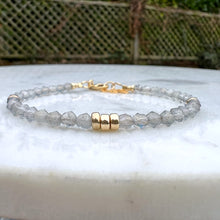 Load image into Gallery viewer, Labradorite &amp; Gold Fill Dainty Bracelet
