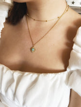 Load image into Gallery viewer, Gold Boho “Summer Vibes” Amazonite Pleated Pendant Necklace
