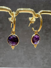 Load image into Gallery viewer, Amethyst Round Gemstone wire earrings
