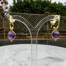 Load image into Gallery viewer, Amethyst Round Gemstone wire earrings
