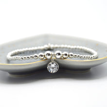 Load image into Gallery viewer, 10.5mm CZ round charm Beaded Bracelet
