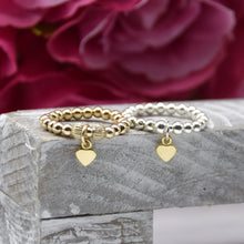 Load image into Gallery viewer, Flat Heart Charm Beaded Stretch Ring
