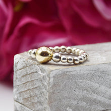 Load image into Gallery viewer, Gold 7mm Ball Beaded Stretch Ring
