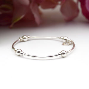 Sterling Silver Simplicity Tube and Bead Bracelet