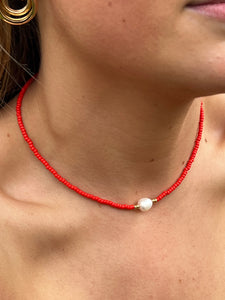 Colourful Freshwater Pearl Beaded 16” Choker Necklace